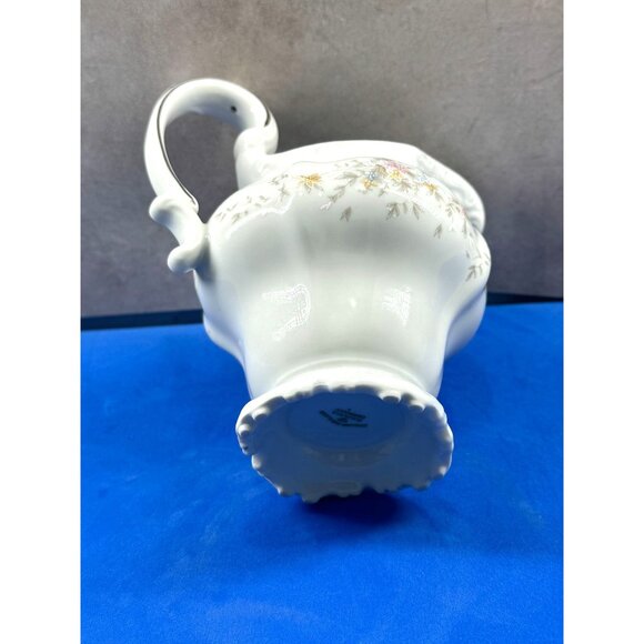 Johann Haviland Bavaria Germany Porcelain Creamer With Floral Design & Silver Tr - Picture 5 of 13
